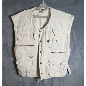 Joe Wear Utility Fishing Vest Large Cream Multi Pocket Outdoor Gorpcore